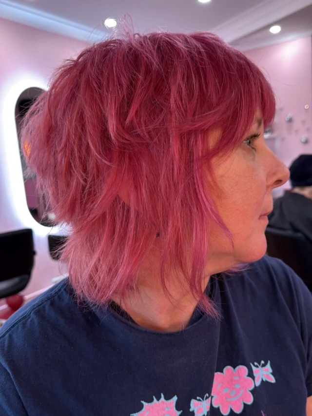 She came in dreaming of a wolf cut! 
Armed with inspo photos and a little uncertainty... 
Amy took one look and said “Trust me, I’ve got you.” 
✂️💖
A bold chop, a fearless pink, and a whole new level of confidence later… 
we’d call that a pretty good decision 🤘🏼

#pinkhair #wolfcut #razorcut #wellacolour #brisbanehairdresser