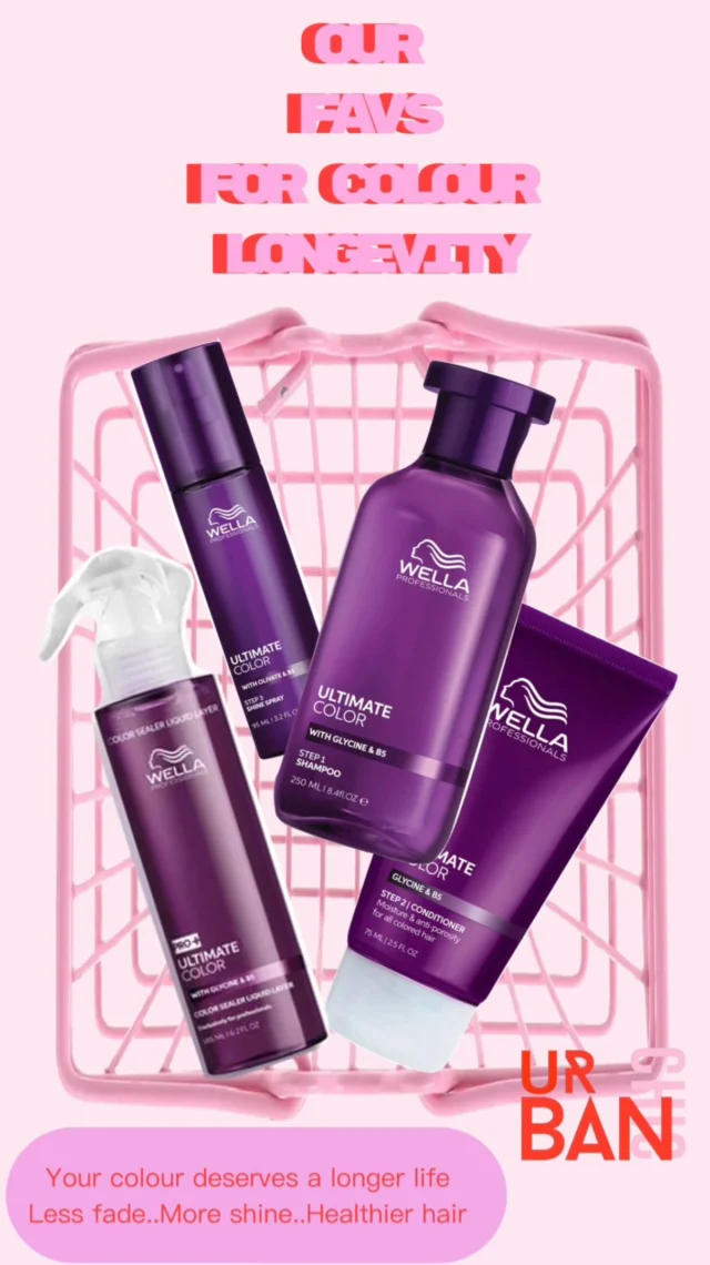 Let us give you our pro tip for longer lasting colour 💜

Wella Ultimate Colour is your at home insurance for beautiful salon hair.
Its advanced formula helps defend against colour fade, boosts shine, hydrates every strand, and protects against the everyday build-up that can leave hair looking dull! 💫

So your colour stays vibrant, glossy, and healthy until your next UC appointment🫟

Take a sample home on your next visit ✨