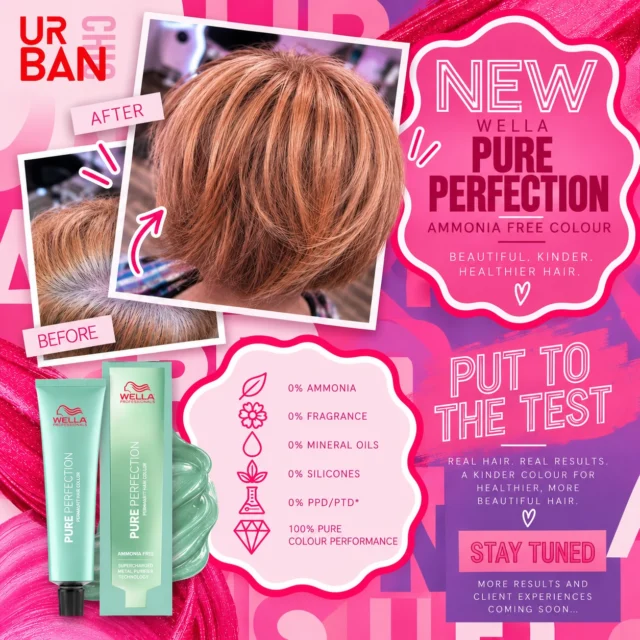 Beautiful colour. Clever science. Very UC. 💕✨

Meet Wella Professionals Pure Perfection the latest addition to our colour wardrobe.

If you’re conscious of what goes onto your hair and scalp, this one deserves a little introduction…

🤍 Ammonia-free permanent colour
🤍 Formulated without fragrance, silicones, mineral oils or PPD/PTD*
🤍 Vegan formula, dermatologically tested on sensitive skin
🤍 Rich, lasting colour with up to 100% grey coverage

And the juicy bit? Wella’s Supercharged Metal Purifier technology is clinically proven to reduce visible signs of damage helping hair look shinier, smoother and more nourished 💫

At UC we love keeping up with the latest colour technology, so we can give you beautiful results with a formula chosen for your hair, your needs and your colour goals.

Curious? Let’s chat about Pure Perfection at your next appointment, or book a complimentary consultation. 💕
